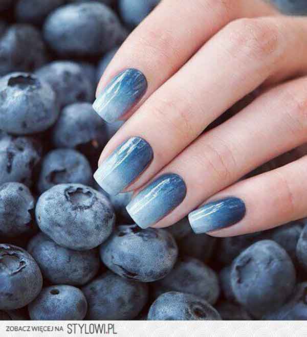 Light Blue And Dark Blue Ombre Nails