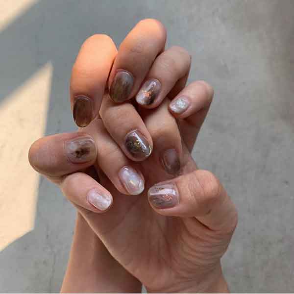 Light Brown Nails With Glitter